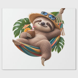 Cute Sloth Relaxing in a Hammock – Tropical Vacati Wrapping Paper