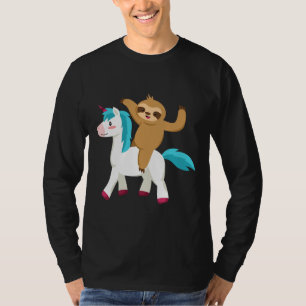 Cute Sloth Rides Unicorn Magic Animal Fitted Scoop T-Shirt