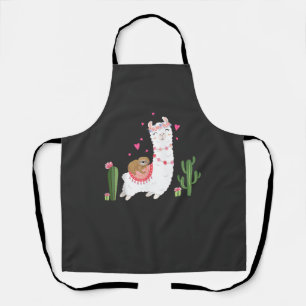 Cute Sloth Riding Llama Shirt Heart Valentines Day Apron