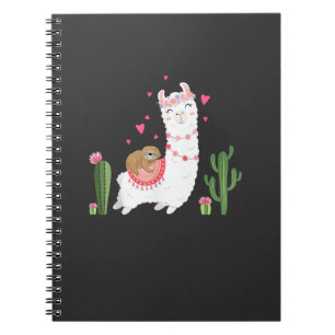 Cute Sloth Riding Llama Shirt Heart Valentines Day Notebook