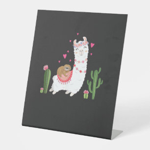 Cute Sloth Riding Llama Shirt Heart Valentines Day Pedestal Sign