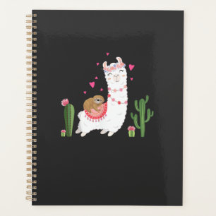 Cute Sloth Riding Llama Shirt Heart Valentines Day Planner