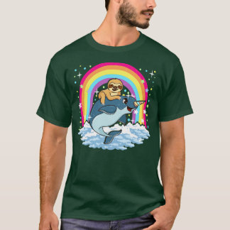Cute Sloth Riding Narwhal The Unicorn Of The Sea T-Shirt