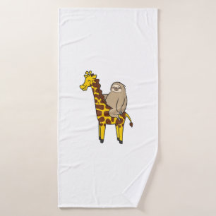 Cute Sloth Riding On Giraffe Love Giraffes and Slo Bath Towel