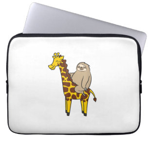Cute Sloth Riding On Giraffe Love Giraffes and Slo Laptop Sleeve