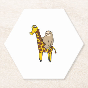 Cute Sloth Riding On Giraffe Love Giraffes and Slo Paper Coaster