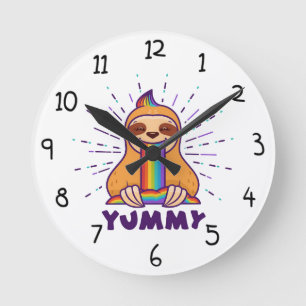 Cute Sloth Round Clock