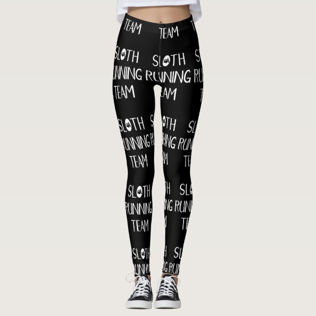 Cute Sloth Running Team Funny Runners Leggings (Front)