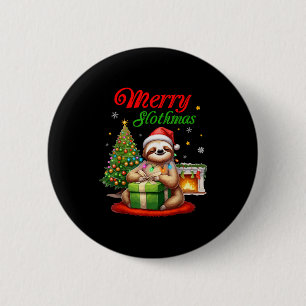 Cute Sloth Santa Christmas Merry Slothmas Slo Ho H 6 Cm Round Badge