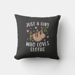 Cute Sloth Shirt for Girls Just A Girl Who Loves S Cushion