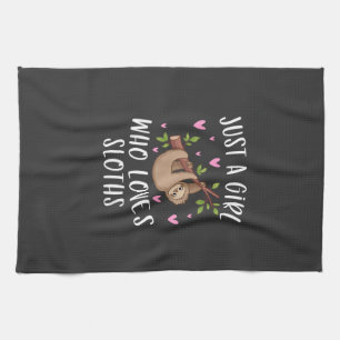 Cute Sloth Shirt for Girls Just A Girl Who Loves S Tea Towel