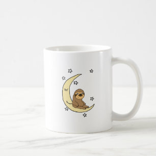 Cute Sloth Sitting on the moon Cartoon Coffee Mug