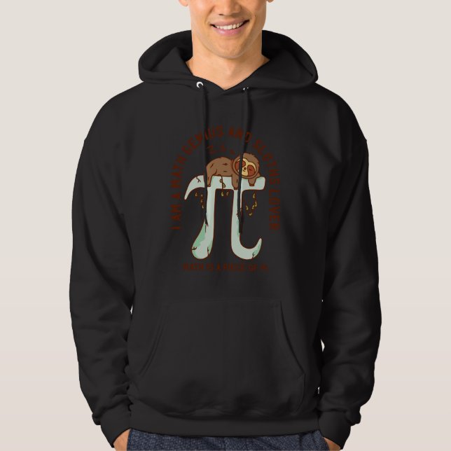 Cute Sloth Sleep On 3 14 Pi Number Symbol Math Sci Hoodie (Front)