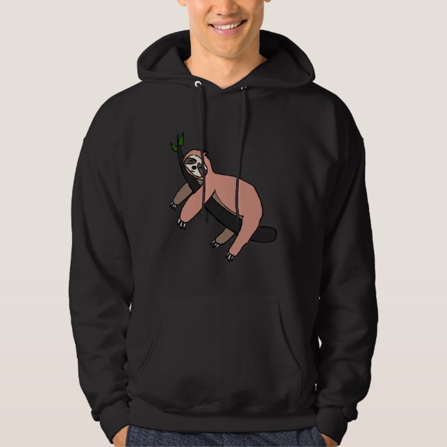 Cute Sloth Sleeping On Branch Hoodie (Front)