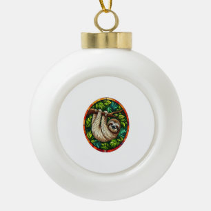 Cute Sloth Stained Glass Ornament