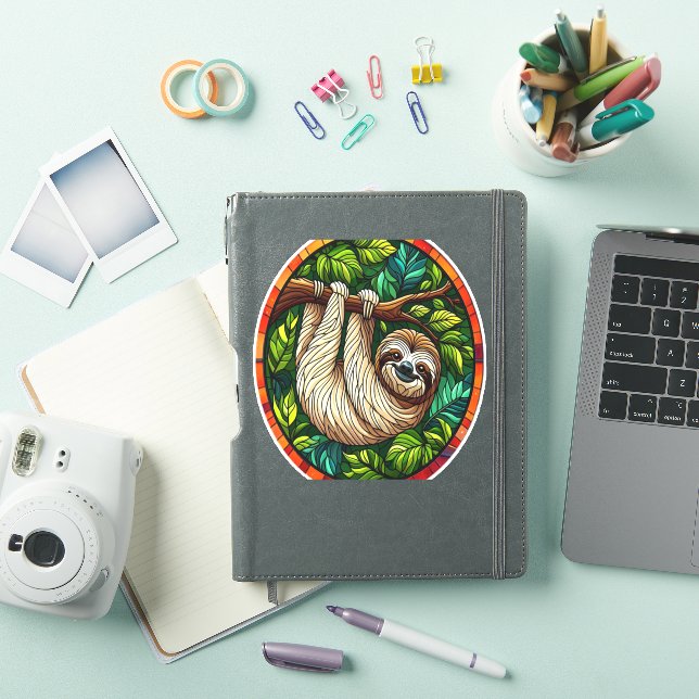 Cute Sloth Stained Glass Ornament (iPad Cover)