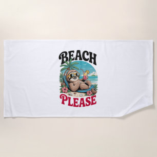 Cute Sloth Summertime Beach Towel