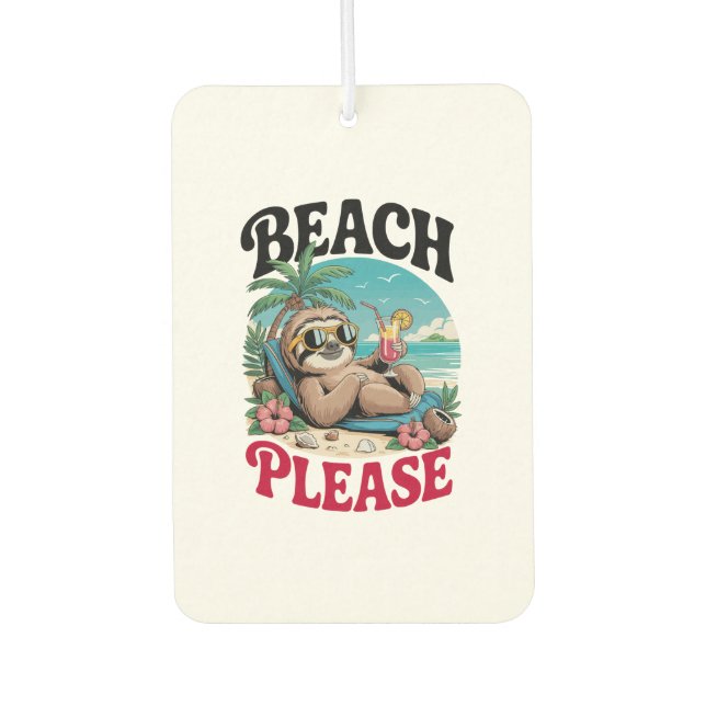 Cute Sloth Summertime Car Air Freshener (Front)