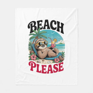 Cute Sloth Summertime Fleece Blanket