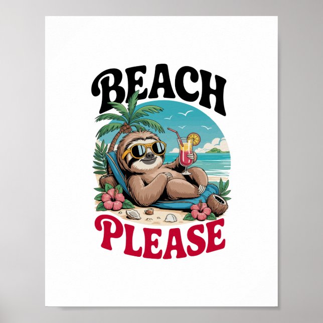 Cute Sloth Summertime Poster (Front)