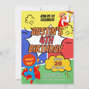Cute Sloth Superhero Birthday Party Invitation