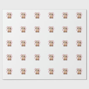 Cute Sloth Surrounded By Hearts Love T-Shirt Wrapping Paper