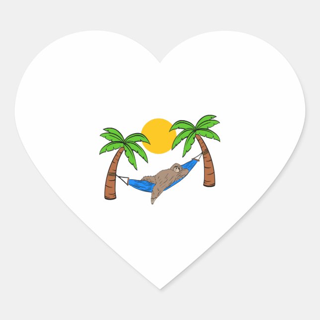 Cute Sloth Swing Summer Tee Tshirt Design Sun Heart Sticker (Front)