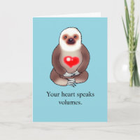 Cute Sloth Thank You with Glowing Heart