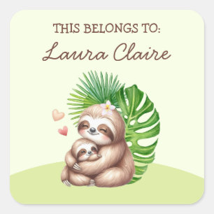 Cute Sloth "This Belongs To" Property Sticker