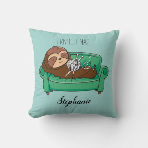 Cute Sloth Tote Bag Knitting Themed Gift Cushion