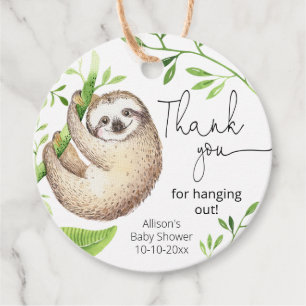 Cute sloth tropical greenery green leaves favour tags