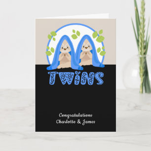 Cute Sloth Two Boys New Twin Babies Card