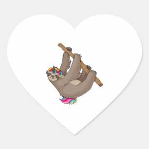 Cute Sloth Unicorn Funny Magical Horn Heart Sticker