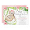 Cute Sloth Virtual baby shower pink tropical girl