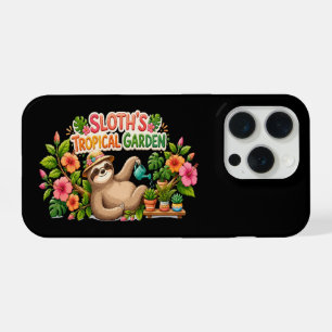 Cute Sloth Watering Plants Tropical Garden iPhone 15 Pro Case