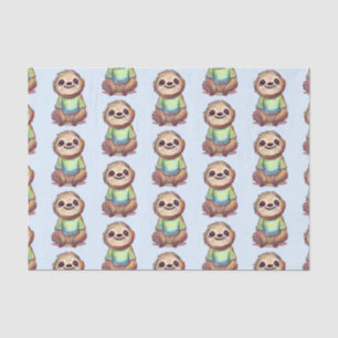 Cute Sloth Wearing a Shirt Pattern Tissue Paper