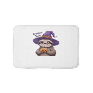 Cute Sloth Witch Halloween Shirt – Creep It Slow P Bath Mat