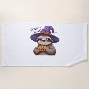 Cute Sloth Witch Halloween Shirt – Creep It Slow P Beach Towel