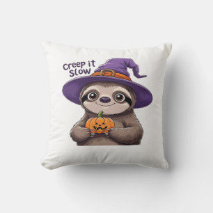 Cute Sloth Witch Halloween Shirt � Creep It Slow P Cushion