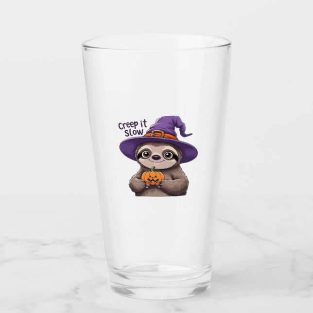Cute Sloth Witch Halloween Shirt � Creep It Slow P Glass (Front)