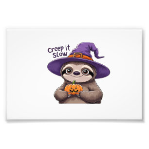 Cute Sloth Witch Halloween Shirt � Creep It Slow P Photo Print
