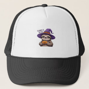 Cute Sloth Witch Halloween Shirt � Creep It Slow P Trucker Hat