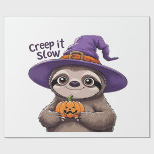 Cute Sloth Witch Halloween Shirt � Creep It Slow P Wrapping Paper