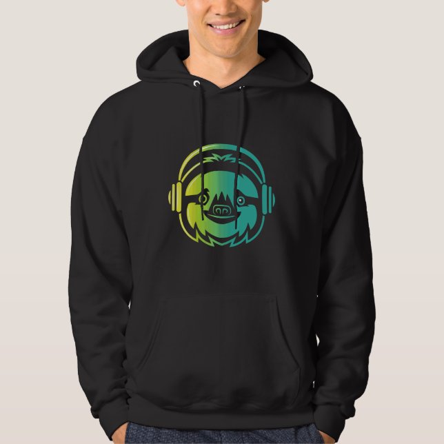 Cute Sloth With A Headphone Hoodie (Front)