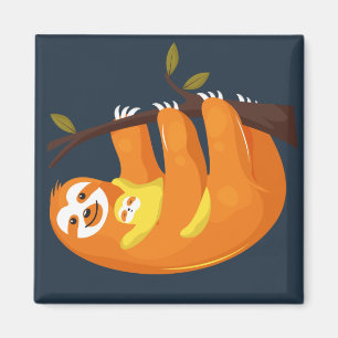 Cute Sloth with baby Magnet