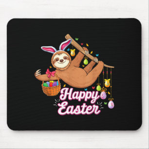 Cute Sloth with Bunny Ears Egg Hunting Easter Mouse Pad