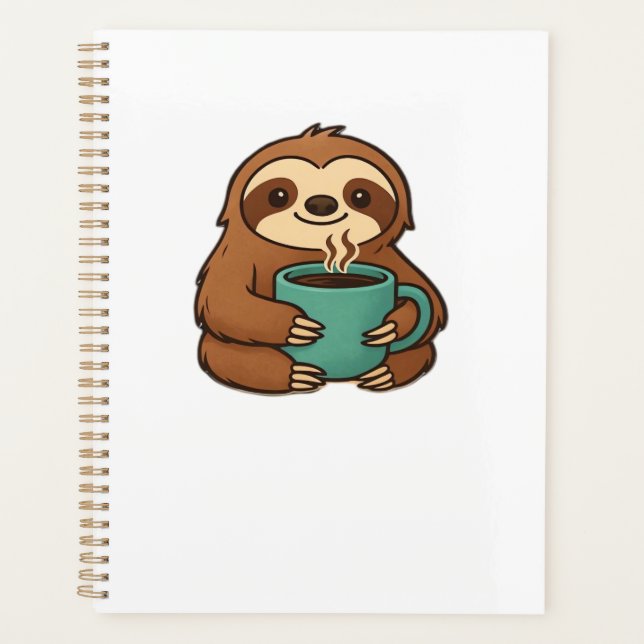 Cute Sloth with Coffee Mug � Cozy Relaxed Animal A Planner (Front)