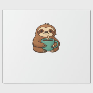 Cute Sloth with Coffee Mug � Cozy Relaxed Animal A Wrapping Paper