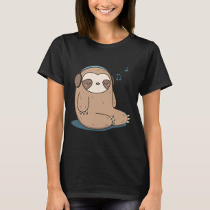 Cute Sloth With Headphones T-Shirt