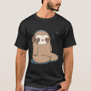 Cute Sloth With Headphones T-Shirt